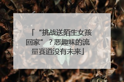 “挑战送陌生女孩回家”？恶趣味的流量赛道没有未来