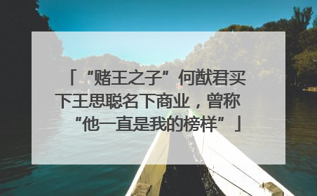 “赌王之子”何猷君买下王思聪名下商业，曾称“他一直是我的榜样”