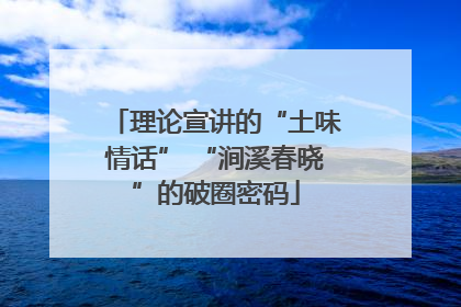理论宣讲的“土味情话” “涧溪春晓”的破圈密码