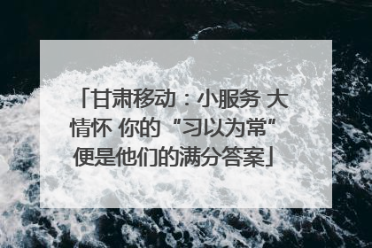 甘肃移动：小服务 大情怀 你的“习以为常”便是他们的满分答案
