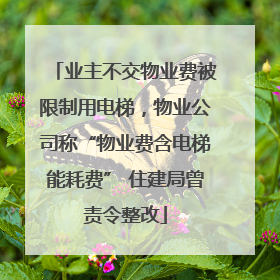 业主不交物业费被限制用电梯，物业公司称“物业费含电梯能耗费” 住建局曾责令整改