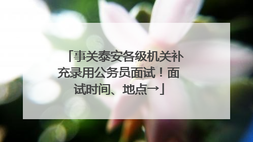 事关泰安各级机关补充录用公务员面试！面试时间、地点→
