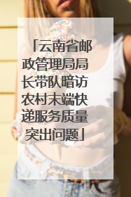 云南省邮政管理局局长带队暗访农村末端快递服务质量突出问题