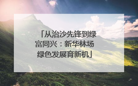 从治沙先锋到绿富同兴：新华林场绿色发展育新机