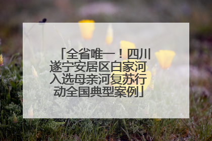 全省唯一！四川遂宁安居区白家河入选母亲河复苏行动全国典型案例