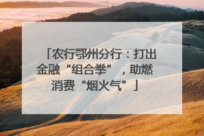 农行鄂州分行：打出金融“组合拳”，助燃消费“烟火气”