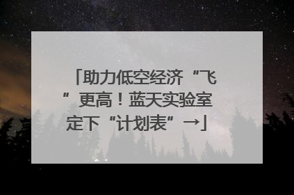 助力低空经济“飞”更高！蓝天实验室定下“计划表”→