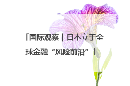 国际观察｜日本立于全球金融“风险前沿”