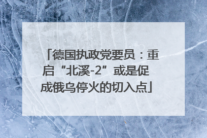 德国执政党要员：重启“北溪-2”或是促成俄乌停火的切入点