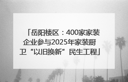 岳阳楼区：400家家装企业参与2025年家装厨卫“以旧换新”民生工程