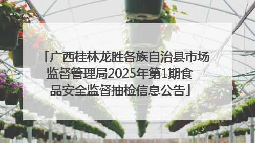 广西桂林龙胜各族自治县市场监督管理局2025年第1期食品安全监督抽检信息公告