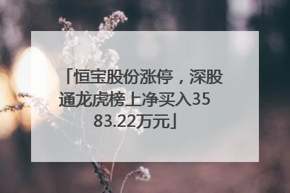 恒宝股份涨停，深股通龙虎榜上净买入3583.22万元