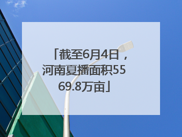 截至6月4日，河南夏播面积5569.8万亩