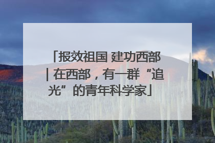 报效祖国 建功西部｜在西部，有一群“追光”的青年科学家