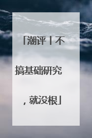 潮评丨不搞基础研究，就没根