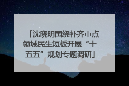 沈晓明围绕补齐重点领域民生短板开展“十五五”规划专题调研