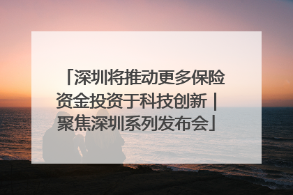 深圳将推动更多保险资金投资于科技创新｜聚焦深圳系列发布会