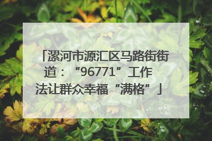 漯河市源汇区马路街街道：“96771”工作法让群众幸福“满格”