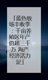 蓝色牧场丰收季：千亩养殖区年产值超三千万 海产经济活力足