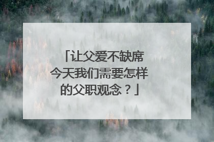 让父爱不缺席 今天我们需要怎样的父职观念？
