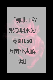 鄂北工程紧急调水为枣阳150万亩小麦解渴
