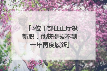 3位干部任正厅级新职，他获提拔不到一年再度履新