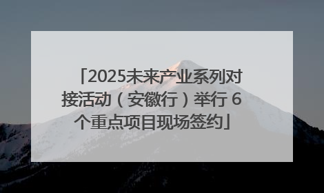 2025未来产业系列对接活动（安徽行）举行 6个重点项目现场签约
