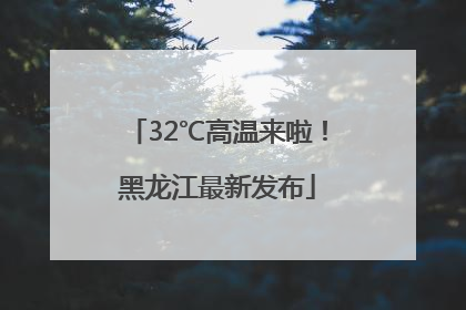 32℃高温来啦！黑龙江最新发布