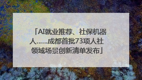 AI就业推荐、社保机器人……成都首批73项人社领域场景创新清单发布